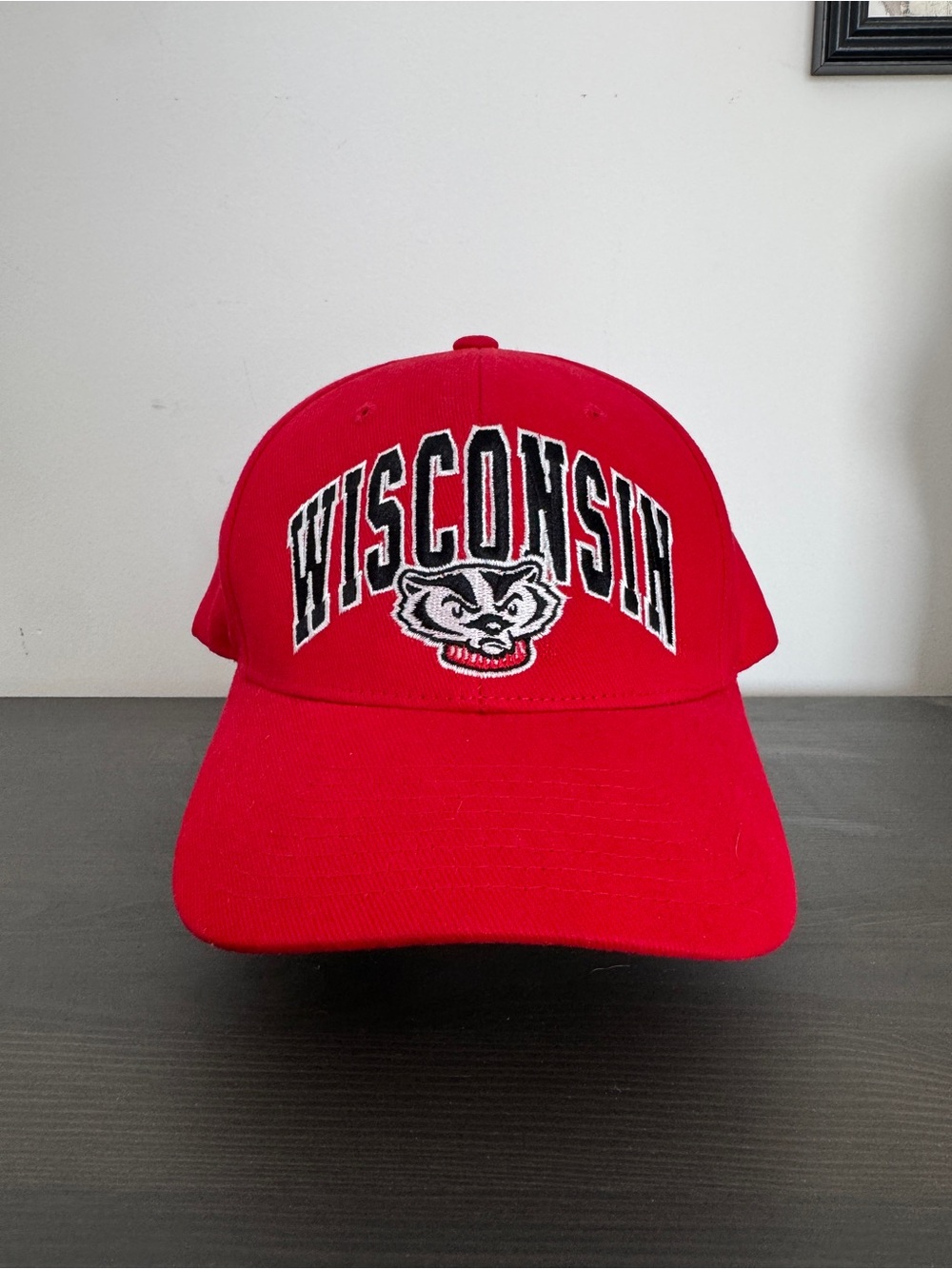 Wisconsin Red Baseball Cap with Embroidered Logo